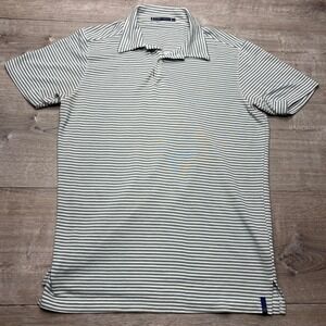 Agave Denim‎ Shirt Radar Mens S Green White Striped AgaveLux Polo Made in USA